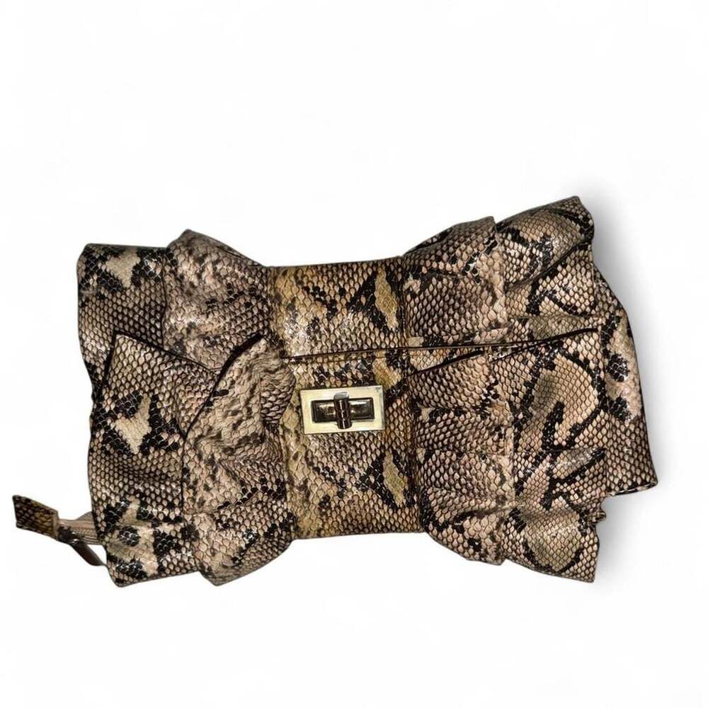 Unbranded Snakeskin Print Ruffle Clutch Purse